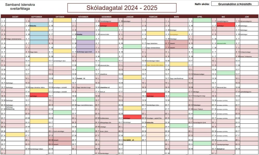 Skóladagatal GÞ 2024-2025