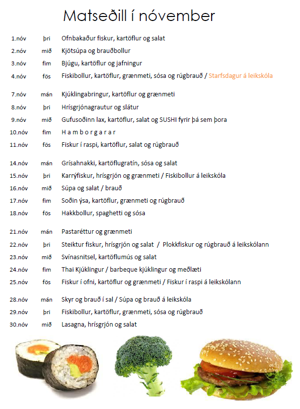 Matseðill í nóvember