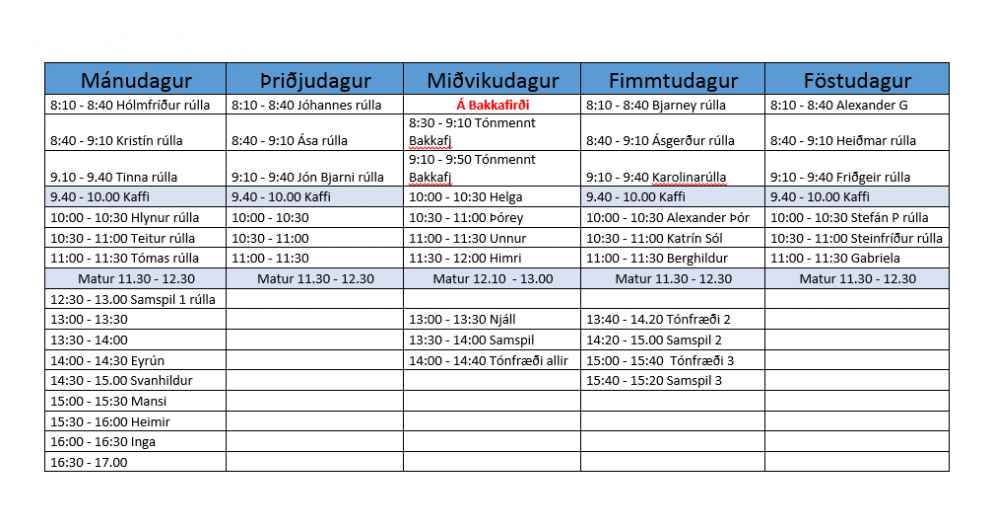 Tónlistarskólinn vikuna 10. - 14. okt.