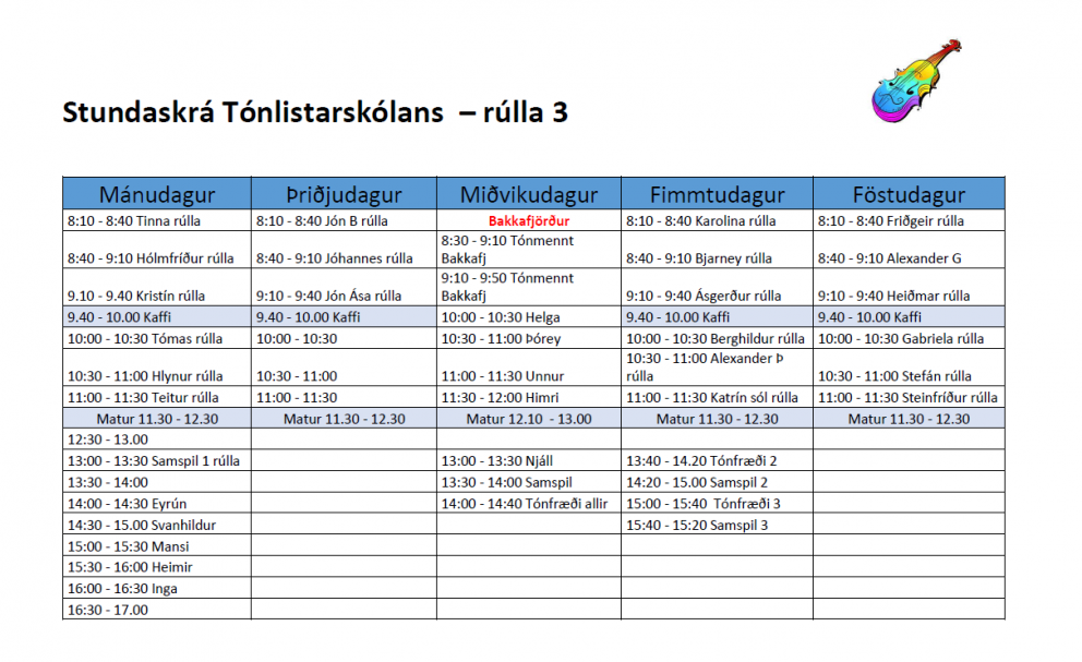 Tónlistarskólinn 17. - 21. október.