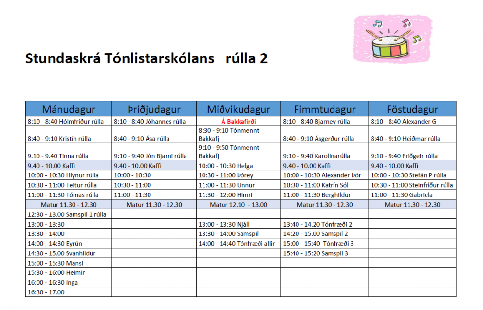 Tónlistarskólinn 1.-4. nóvember