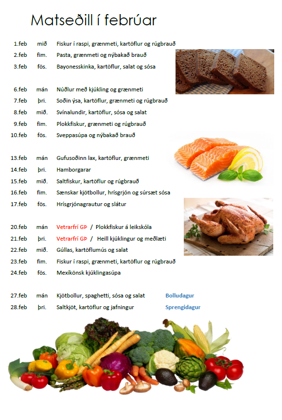 Matseðillinn í febrúar.