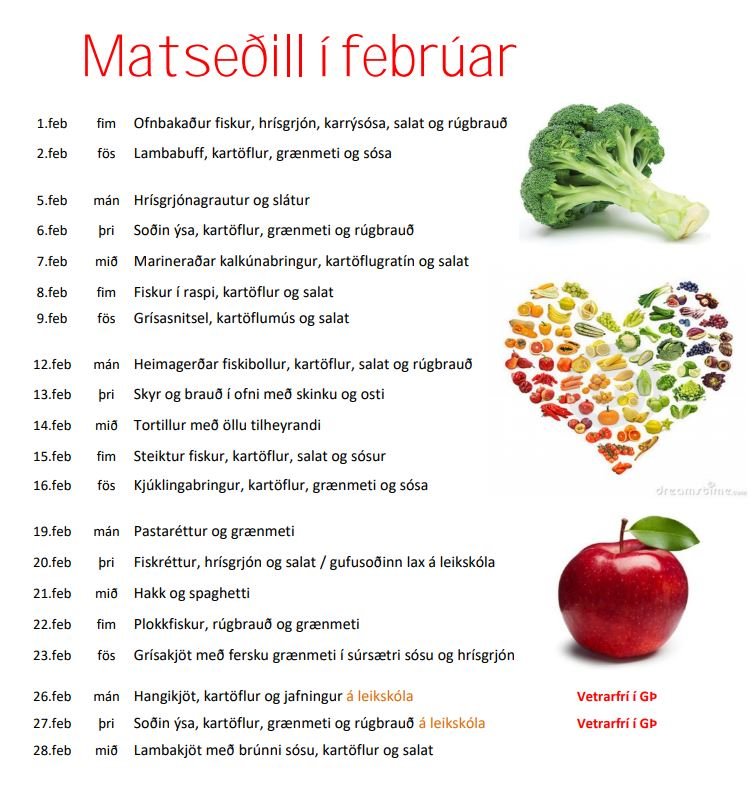 Matseðillinn í febrúar