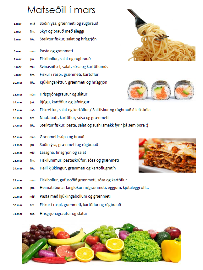 Matseðillinn í mars