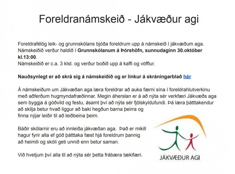 Frábært námskeið í boði foreldrafélaga leik- og grunnskóla!