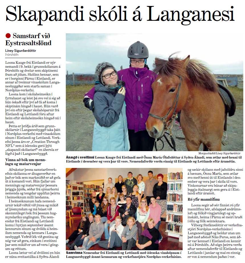 Grunnskólarnir í Langanesbyggð á síðum Morgunblaðsins