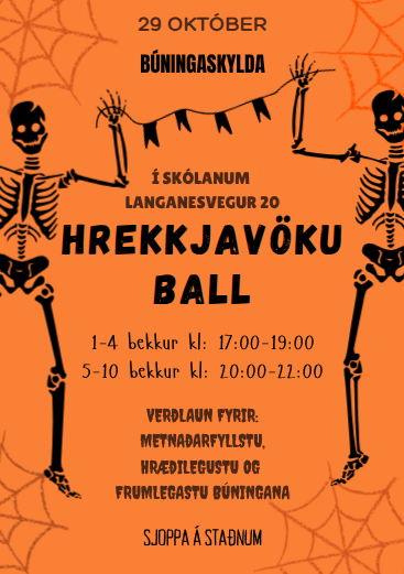 Hrekkjavökuball fimmtudaginn 29. október