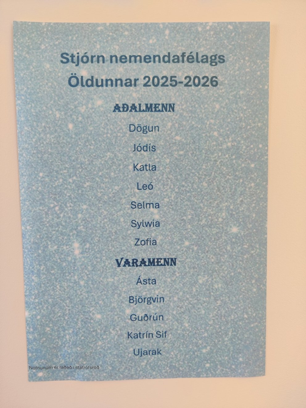 Stjórn nemendafélagsins 2025-2026