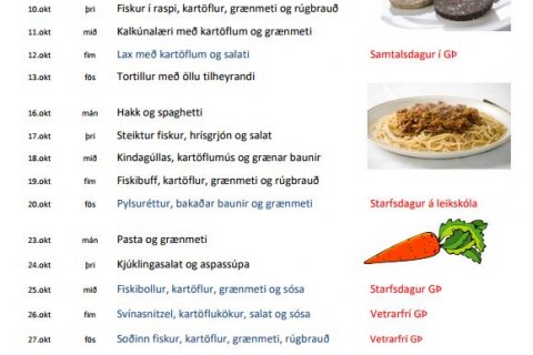 Matseðillinn fyrir október.